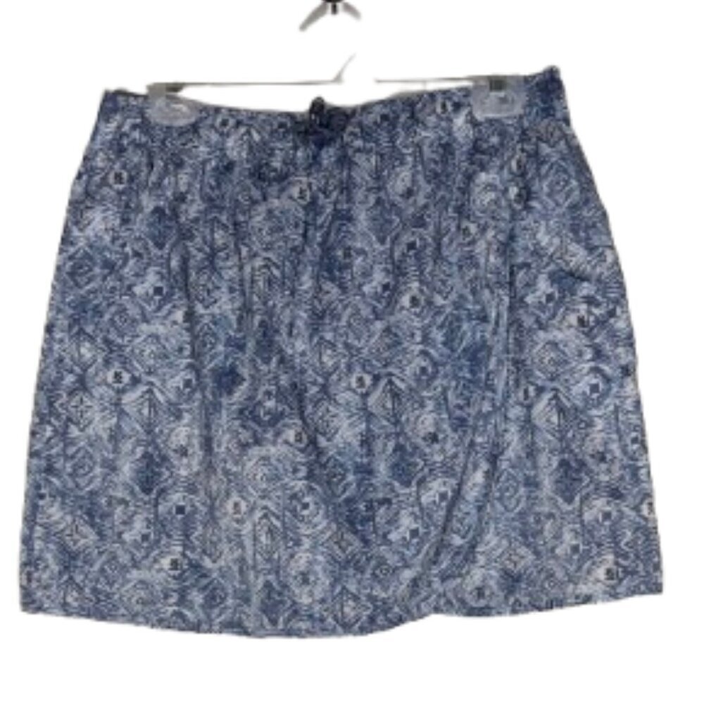 North River Outfitters Blue White Elastic Pull On Wrap Look Skort Women's Large